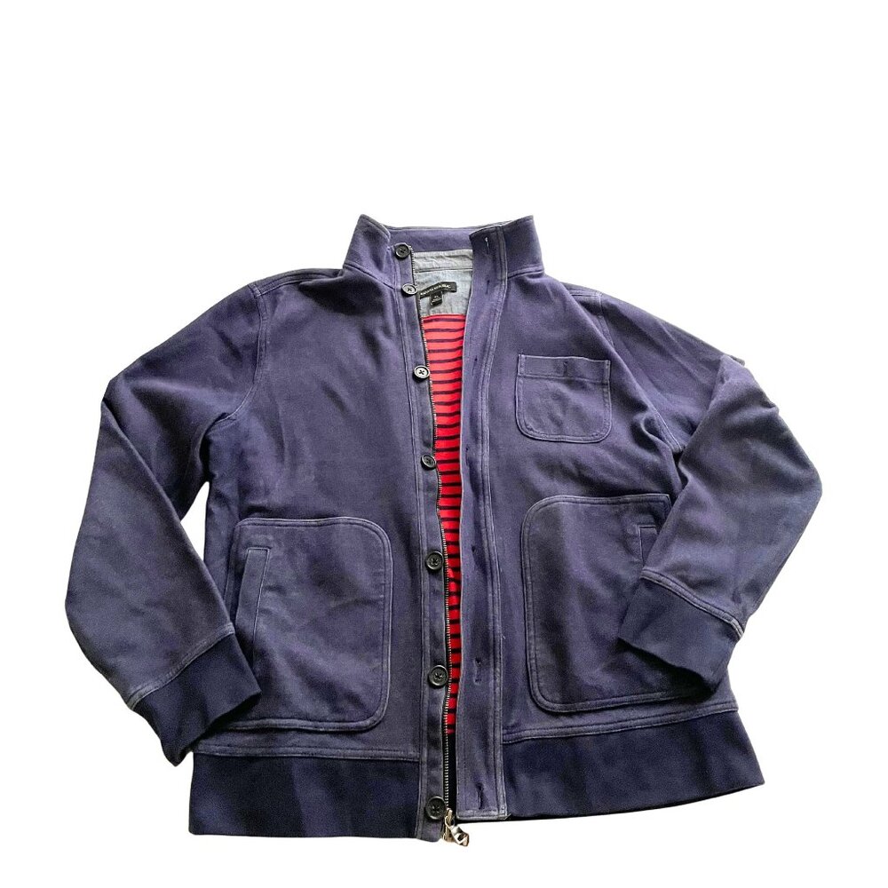 Banana Republic Blue Knit Zip Up Trucker Jacket Women’s Size XL long sleeve